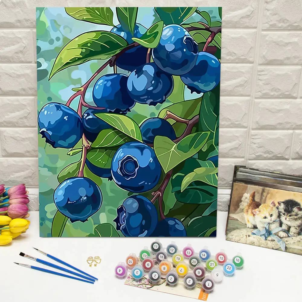 DIY Drawing By Numbers Blueberry Digital Oil Painting Fruit Arts And Crafts Kit For Adults Living Room Modern Home Decor Gift