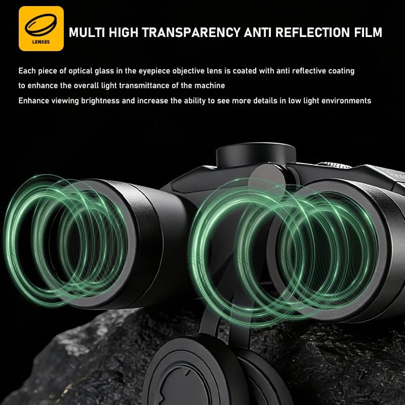 Binocolo ZIYOUHU 10x50 Serie Extreme Eye con Bussola HD per Uso Professionale e Campeggio all'Aperto