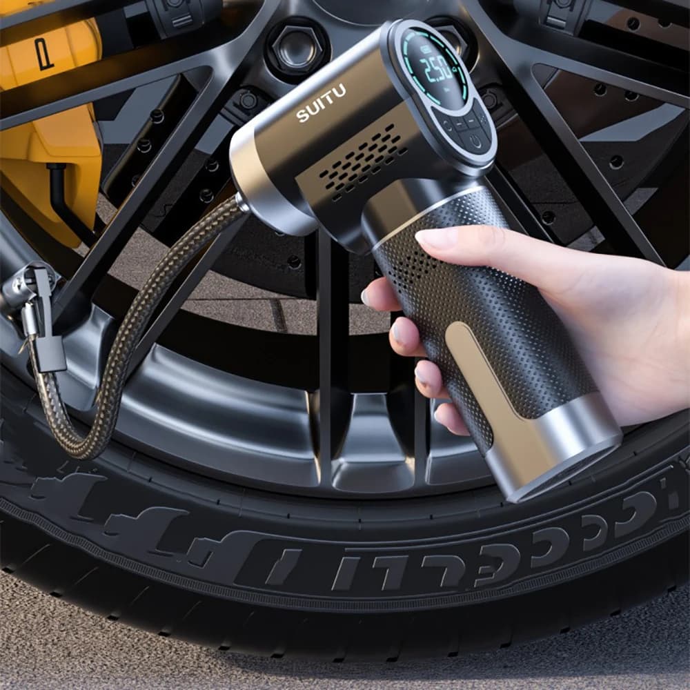 Compressore d'aria portatile senza fili per pneumatici auto, moto, bici e palloni - Mini pompa elettrica per gonfiaggio pneumatici auto