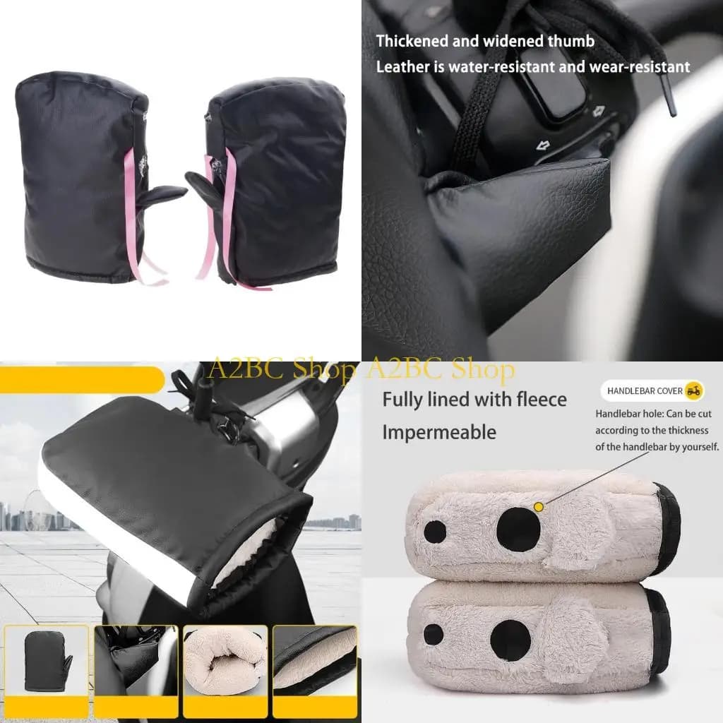 A2BC Antislip Winter Motorcycle Gloves Thermal Insulation Reflective Handlebar Muffs Cover For Bikes And Scooters