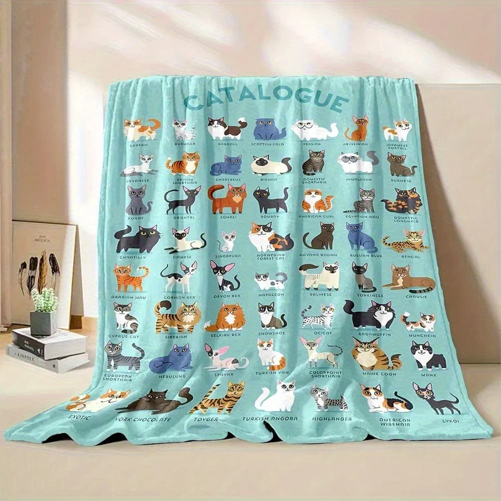 Coperta extra large per razze di gatti: morbida flanella con oltre 50 razze, per tutte le stagioni per divano/letto/campeggio/viaggio, regalo perfetto per proprietari di gatti