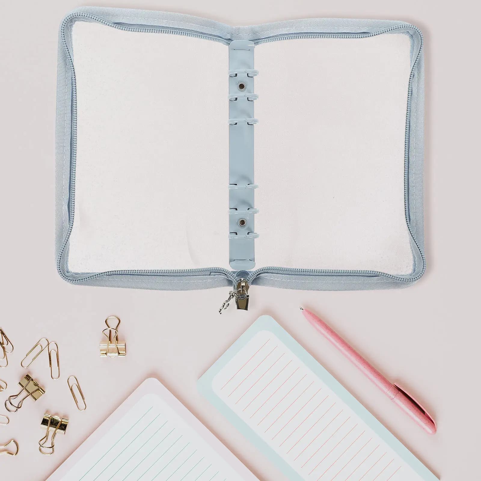 Copertina Leggera Antiscivolo in PVC con Cerniera per Quaderno, Protezione per Diario, Raccoglitore a 6 Anelli per Agenda e Blocco Note