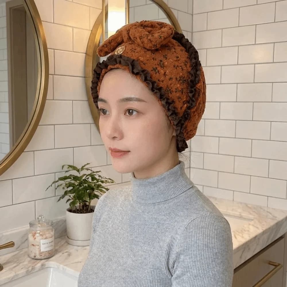 Reusable Coral Fleece Super Absorbent Dry Hair Cap Floral Print Thickened Hair Towel Wrap Quick-drying Soft Towel Cap Swimming