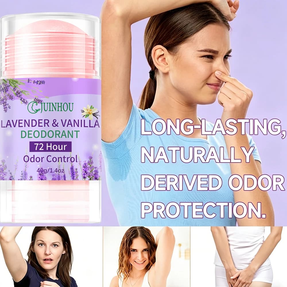 JUINHOU Lavender and vanilla Deodorant Stick/Antiperspirant Light Lavender and Vanilla Moisturizing and Hydrating Easy to Carry