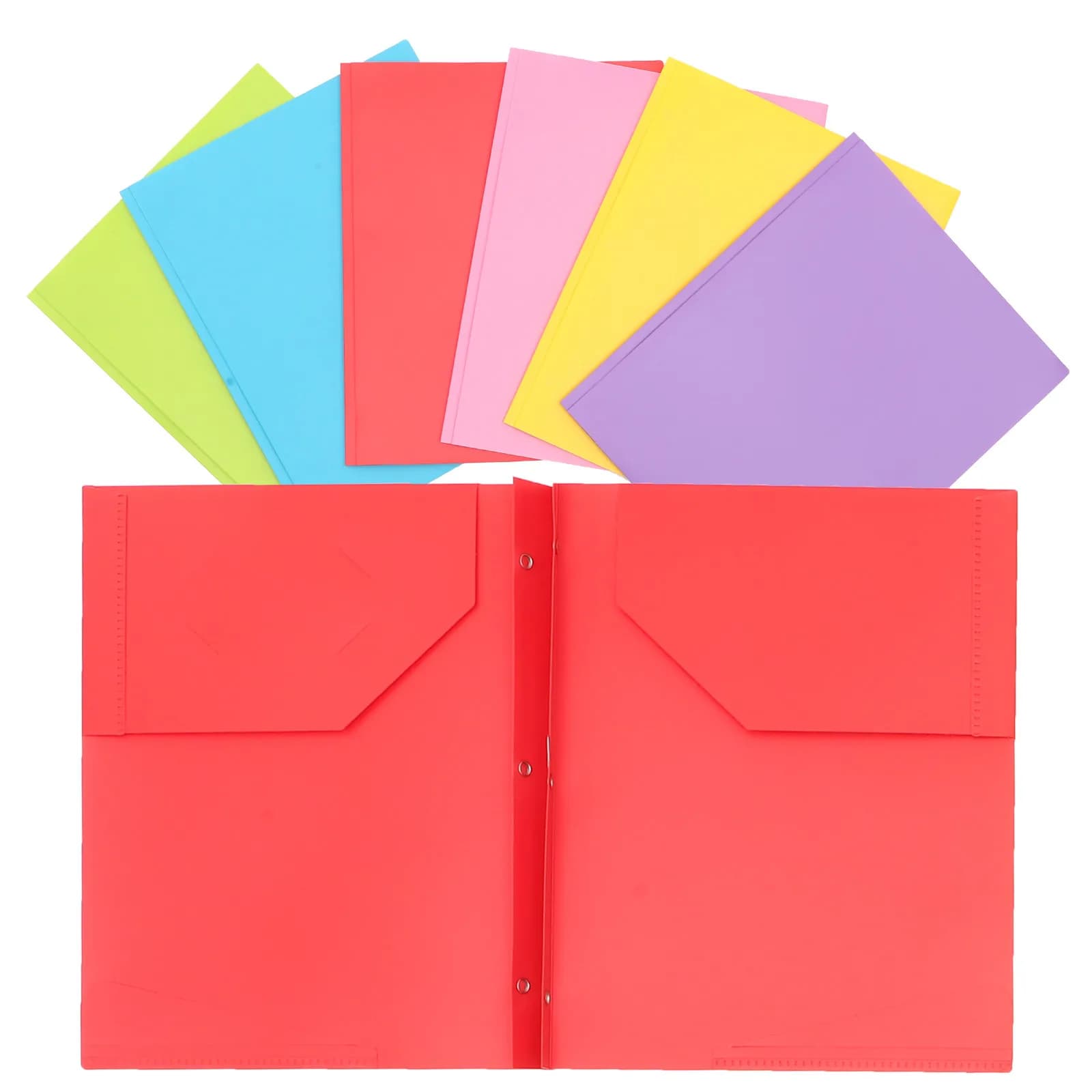 Set di 6 cartelle portadocumenti A4, organizer per documenti, cartella pieghevole in plastica a due tasche, grande capacità, antigraffio, elegante, per ufficio