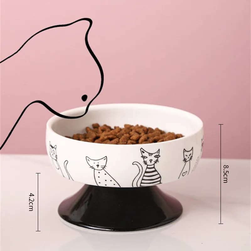 Ciotole per gatti dei cartoni animati Ciotola per cibo per gatti carina in ceramica Bacino per acqua per gatti Alimentatore per animali Ciotole per cani Ciotola di riso per cuccioli con piede alto