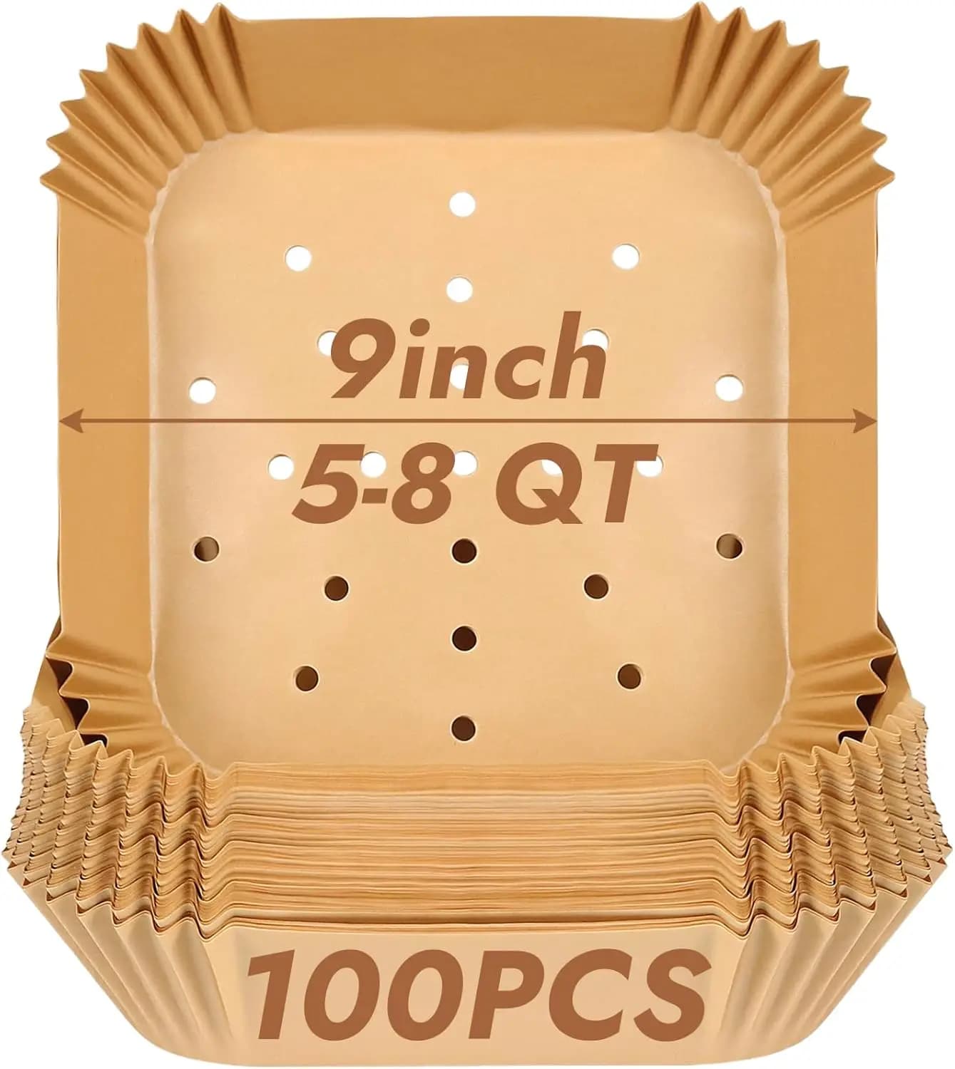 100 Sheets of Oven Paper Perforated by 9 Poles for Air Fryer, 5-8 QT Fryer Accessories