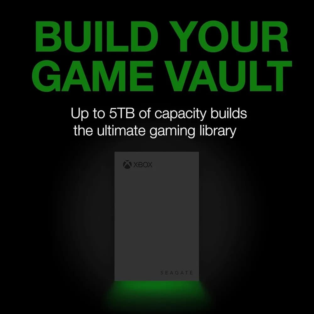 Game Drive per Xbox Disco rigido esterno da 5 TB HDD portatile - USB 3.2 Gen 1, Nero con barra LED verde integrata