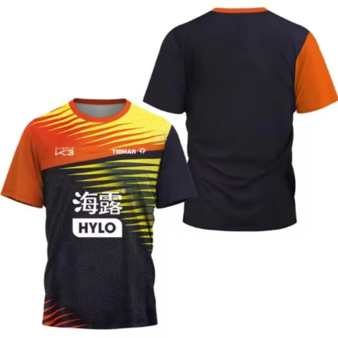 2024 Estate Nuovo Triangolo Frammento T-shirt da ping pong da uomo T-shirt da tennis da badminton Manica corta traspirante ad asciugatura rapida da uomo