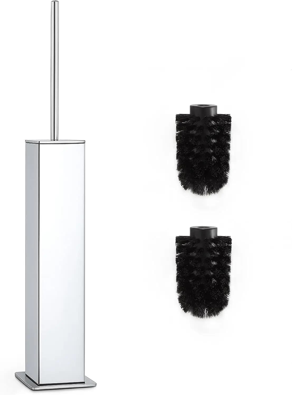 Spazzola per WC con manico lungo e supporto, finitura cromata, strumento di pulizia efficiente