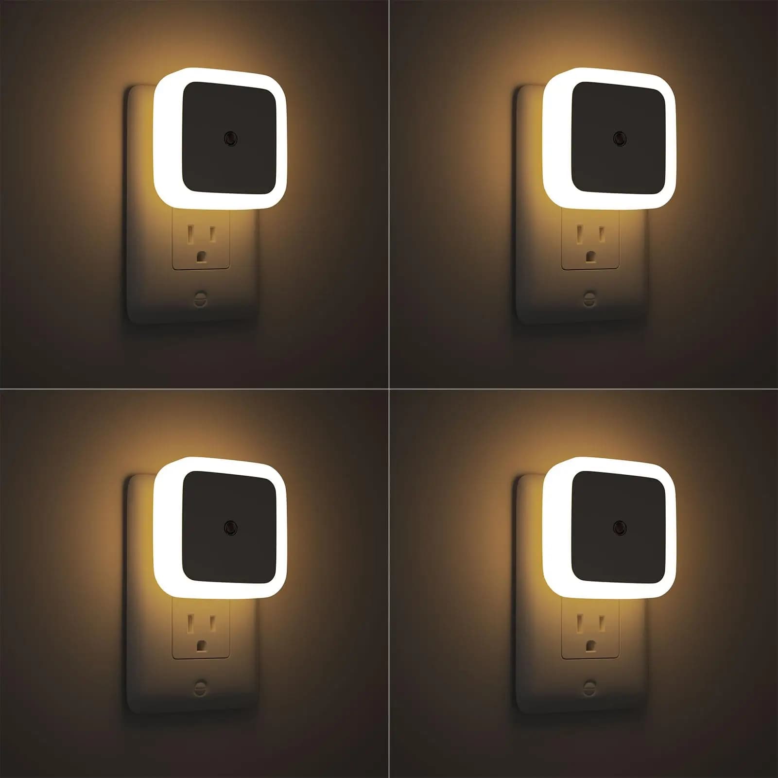 Luci notturne plug-in dal tramonto all'alba, confezione da 4, LED bianco caldo per adulti e bambini – Corridoio, camera da letto, bagno