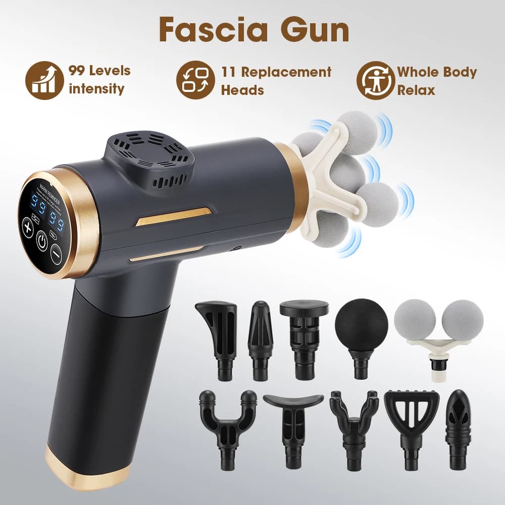 11-IN-1 Electric Massage Gun 99 Level Powerful Fascia Gun High-Frequency Vibration Body Massage Gun Arms Leg Muscle masajeador