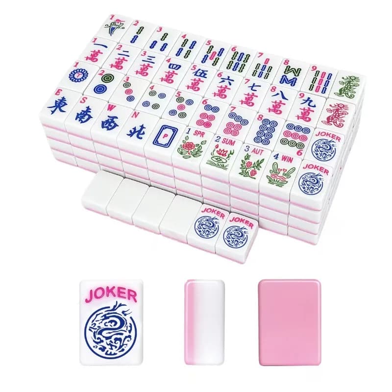 3cm Carved American Mahjong Tile Set for Beginners 166pcs Jewish Mahjong Melamine Portable Pink American Mahjong Blocks for Fun