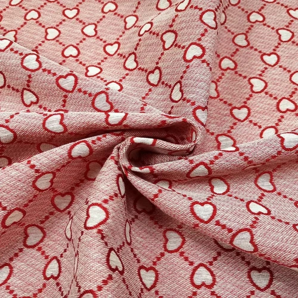 Jacquard Fabric Love Pattern Yarn-dyed Material Spring Autumn Dress Trench Coat Clothing Brocade Fabrics Brand Fashion Cloth