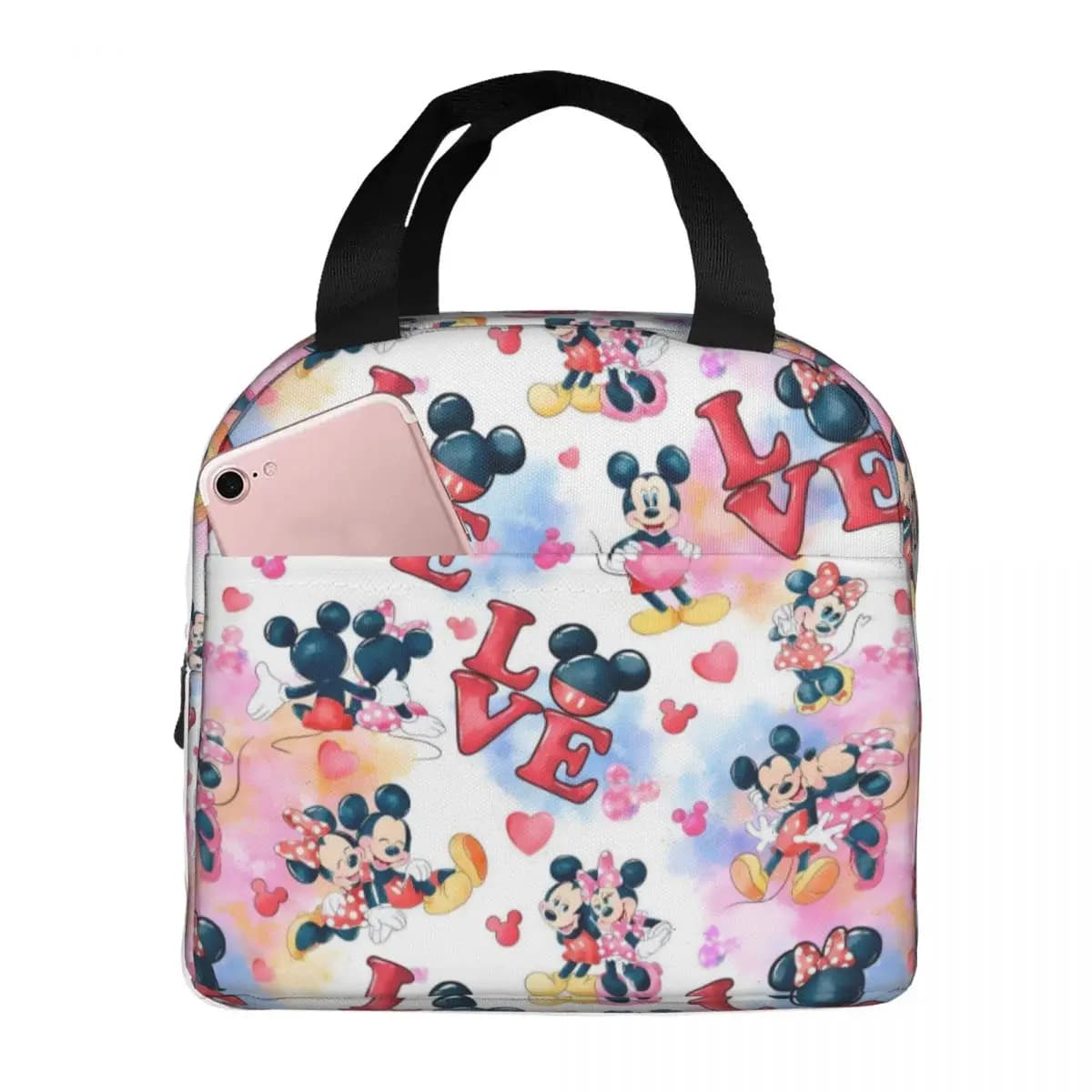 Borsa per il pranzo personalizzata con cartoni animati di Topolino, borsa termica isolata per uomo e donna, per adulti e per l'ufficio