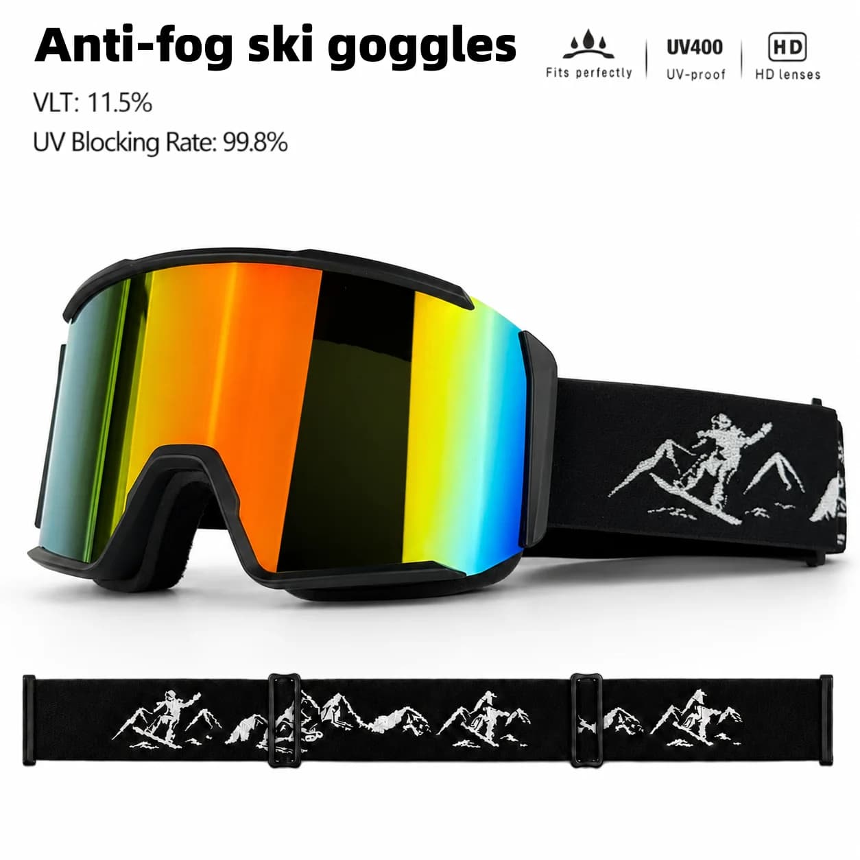 Double Layer Anti-Fog Ski Goggles, HD Lenses Snowboard Protective Glasses, Eyewear for Winter Snow Sports