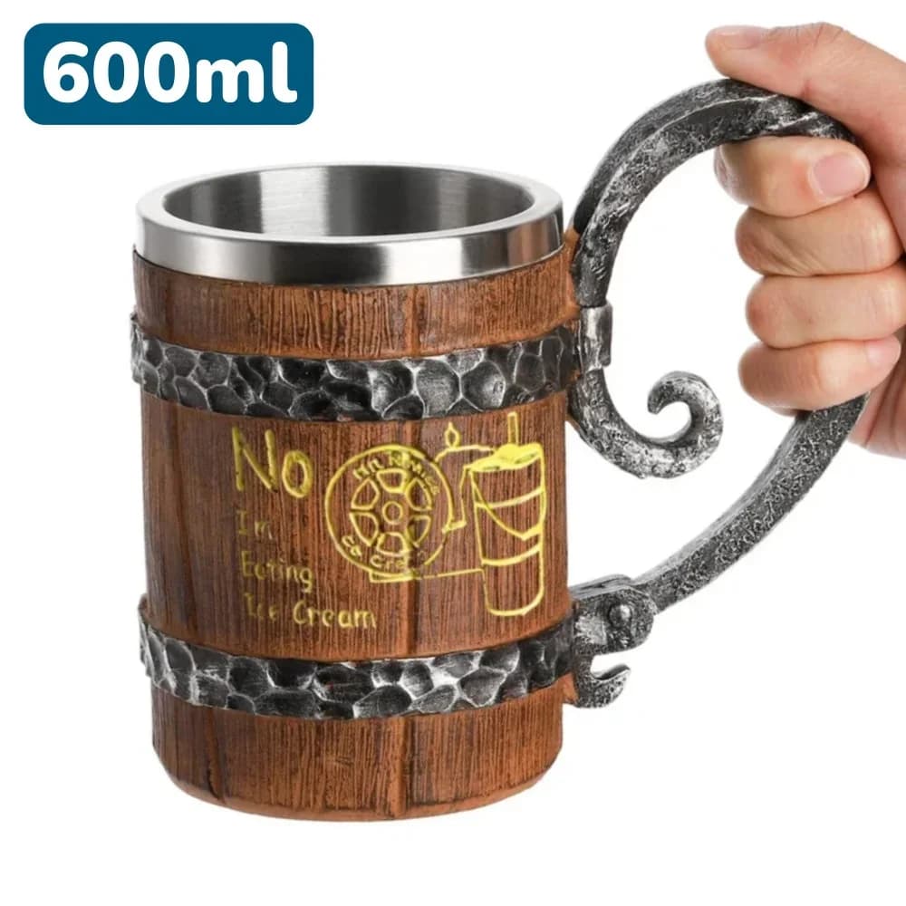 Tazza da birra vichinga Tazza in acciaio inossidabile con artigianato in resina, cupola a tema medievale per l'arredamento del bar, regali unici per uomini, regalo di Halloween