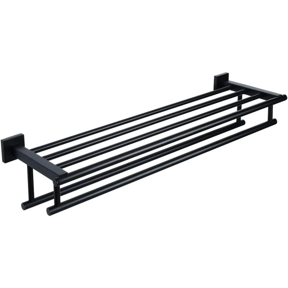 Asciugamano da parete per bagno da 24 pollici con doppie barre, barre a doppia torre in acciaio inossidabile SUS304, nero opaco.
