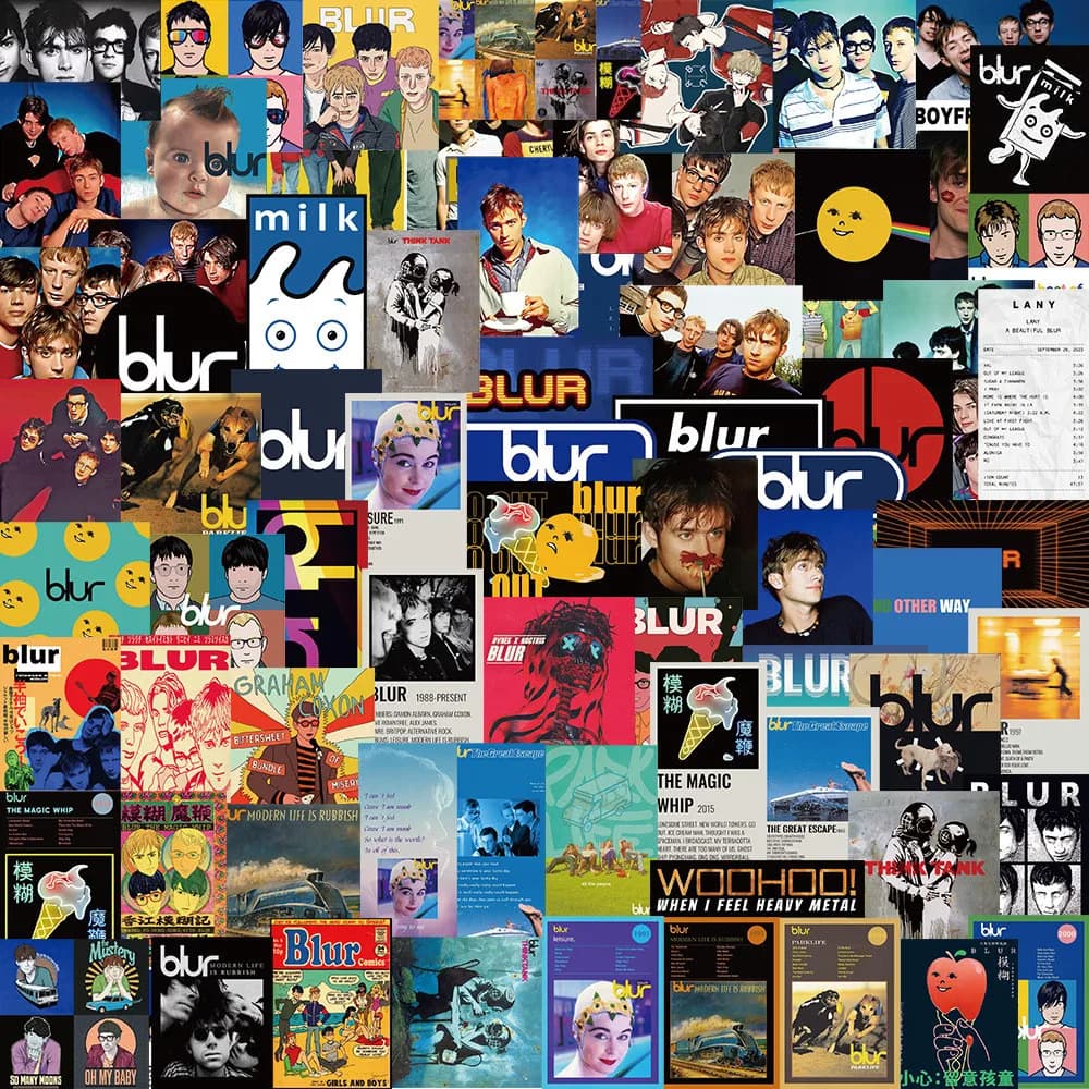 100Pcs BLUR Rock Band Stickers PVC Waterproof Decor For Guitar Luggage Notebook DIY LanLanStickersWorld Store