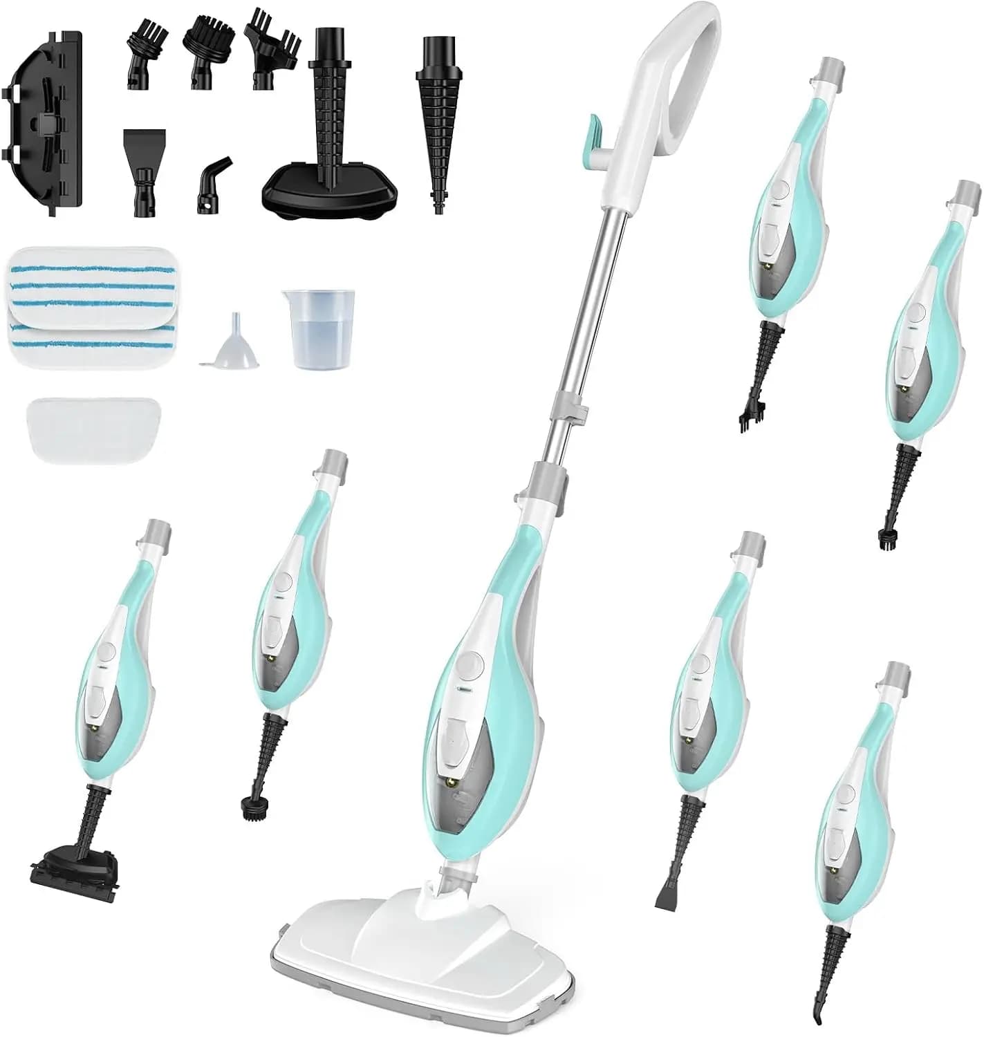 Scopa a Vapore 10-in-1, Pulitore Portatile Staccabile da 1550W per Pavimenti, Cavo da 16 Piedi, 2 Panni Lavabili