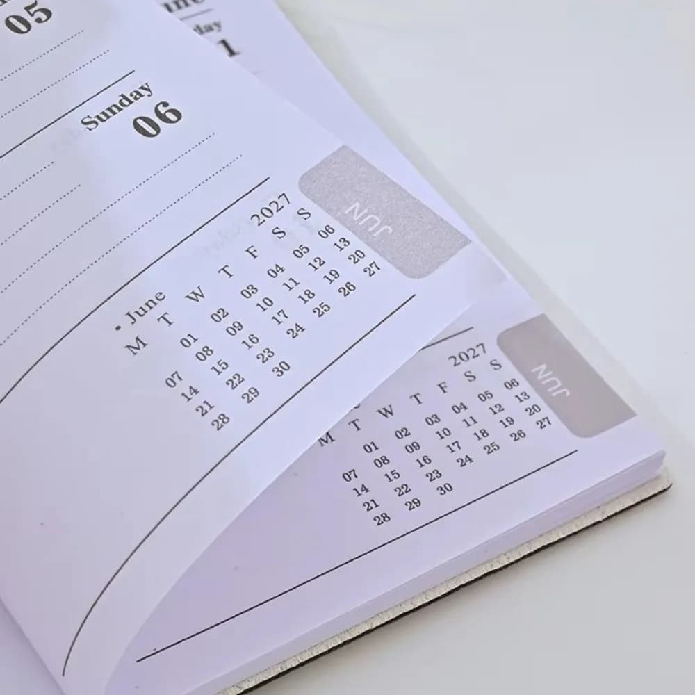 Mini Leather Cover 2027 Agenda Book Schedule 64 Sheets A7 Schedule Notebook Compact Glitter Daily Task Planner Office Use