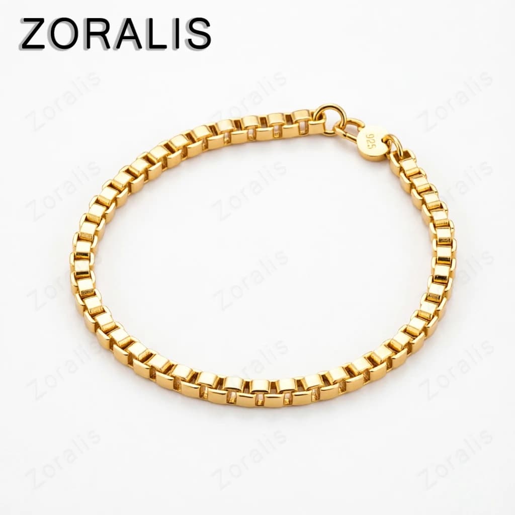 Squisito bracciale a catena con maglie a scatola da 4 mm in oro 18 carati per donna e uomo, regalo per feste, matrimoni, compleanni, Natale, gioiello alla moda.