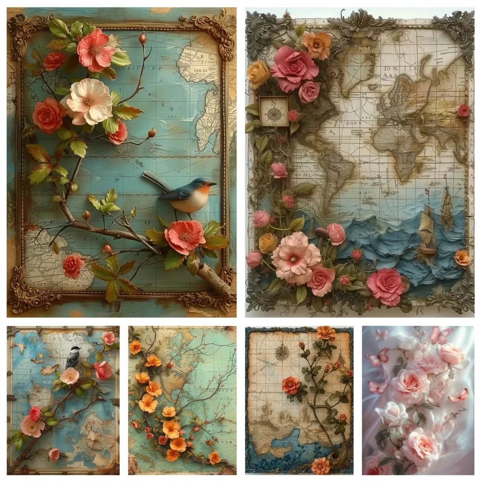 5D DIY Diamond Painting New Collection Birds Flower Navigation Map Landscape Mosaic Embroidery Art Cross Stitch Kit E601