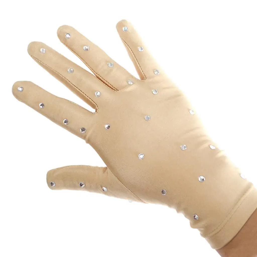 Breathable Ice Skating Performance Gloves Skin Color Figure Skating Supplies for Girls Women Artistic Skating Outfit