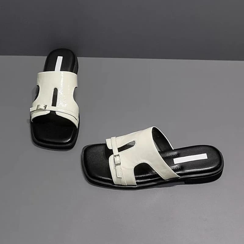 Women Square Toe Sandals Flats Slippers Summer Woman Shoes 2025 Trend Beach Flip Flops Casual Shoes Comfort Open Toe Slides Lady
