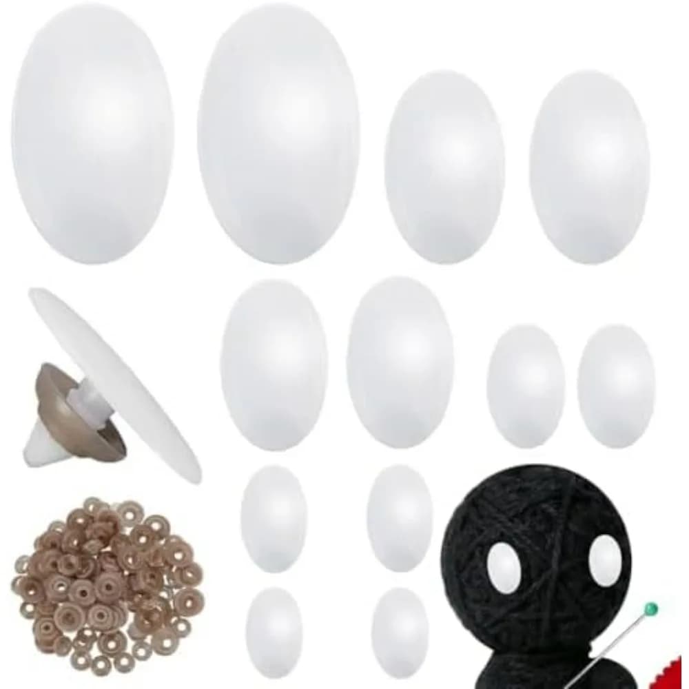 6 stili occhi di sicurezza bianchi 120 pezzi occhi di sicurezza ovali in plastica occhi di peluche artigianali con rondelle per animali di peluche all'uncinetto