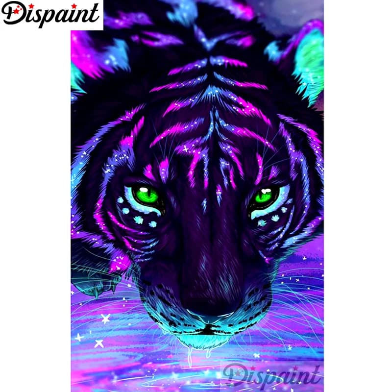 Dispaint Pieno Quadrato/Rotondo Trapano 5D Pittura Diamante FAI DA TE "Tigre Incandescente" 3D Ricamo Punto Croce Complementi Arredo Casa Regalo A10721