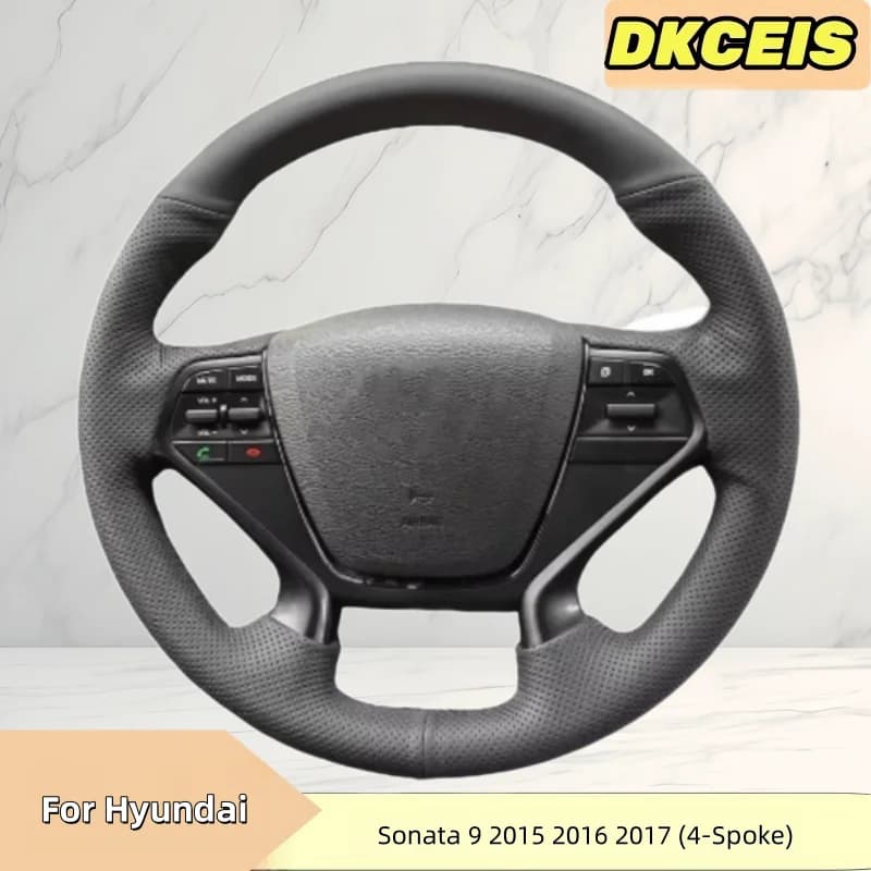 Black breathable eco-leather car cover for Hyundai Sonata 9 2015 2016 2017 (4 rays) interwoven cover for cross wheel