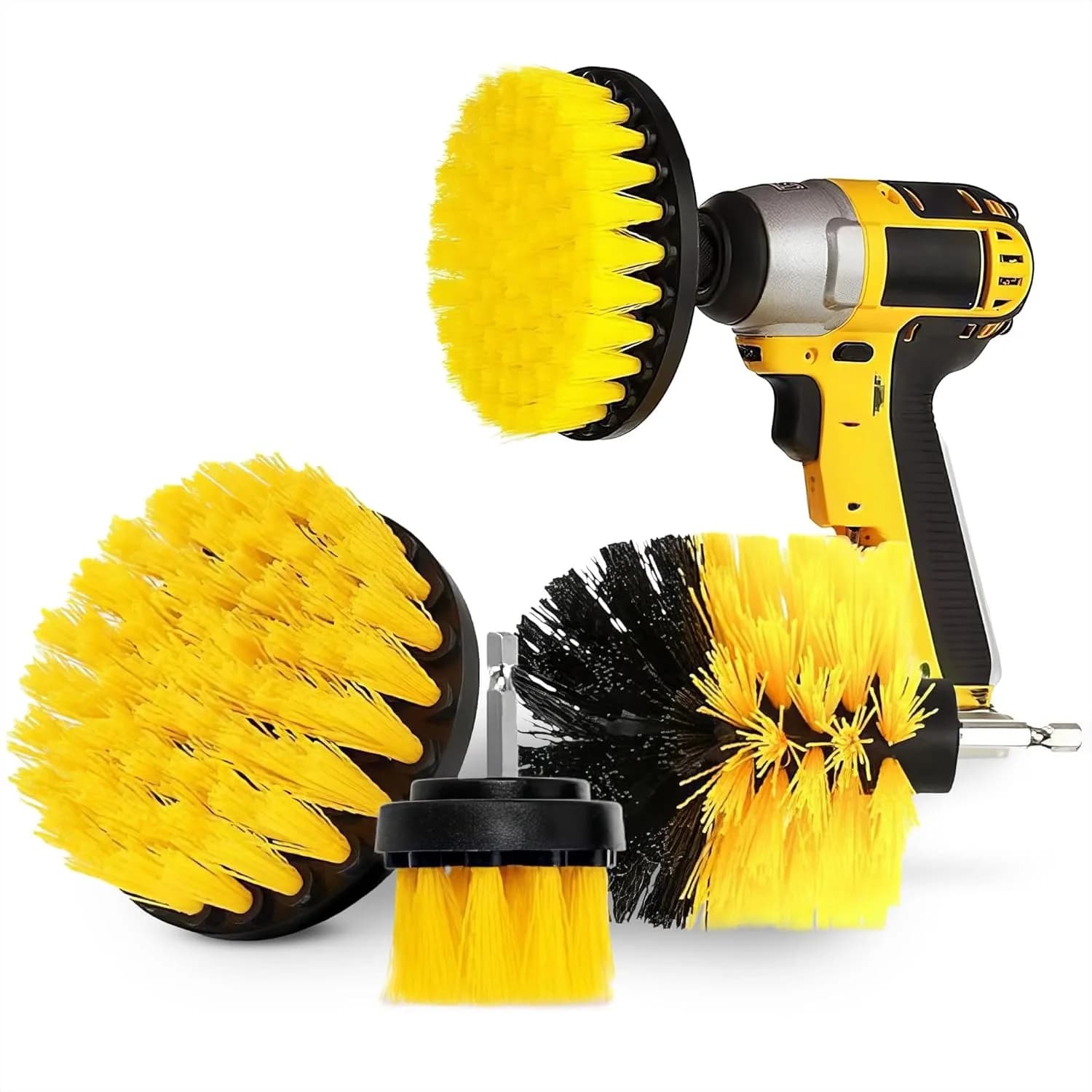 Set di 3 Spazzole per Trapano per Pulizia - Set di Spazzole in Nylon con Teste da 2/3,5/4 Pollici e Attacco Esagonale da 1/4 per Piastrelle del Bagno, Cerchioni Auto, Pavimenti del Garage, Fughe