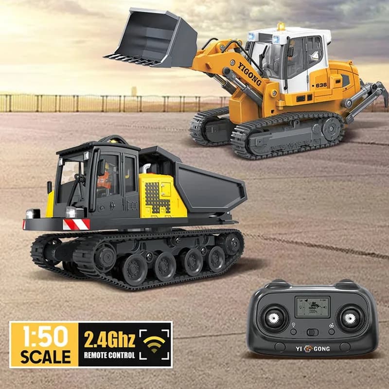 YIGONG Remote Control Crawler Loader 1 50 Scale Alloy Tracked Simulation Engineering Vehicle Model Rechargeable Construction Toy