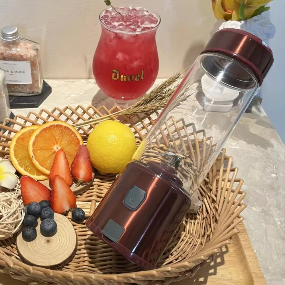 Frullatore Elettrico USB Ricaricabile, Estrattore di Succo Multifunzione per Frutta e Frullati
