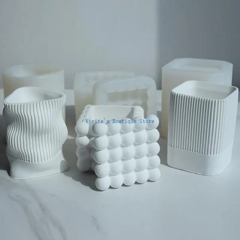 Portapenne Stampo in silicone Vaso fiori Scatola immagazzinaggio Stampi Stampo in resina epossidica cristallo M76D