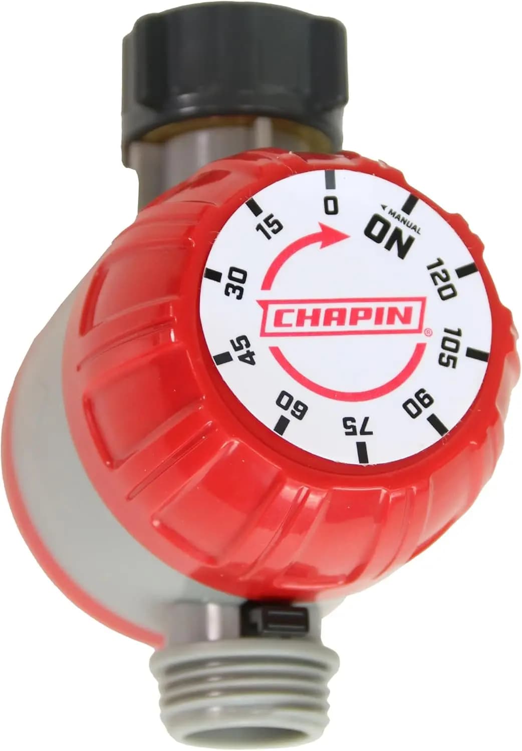 Timer meccanico per irrigazione, fino a 120 minuti di irrigazione, per prati e giardini, adatto a tubi da giardino standard, rosso/grigio