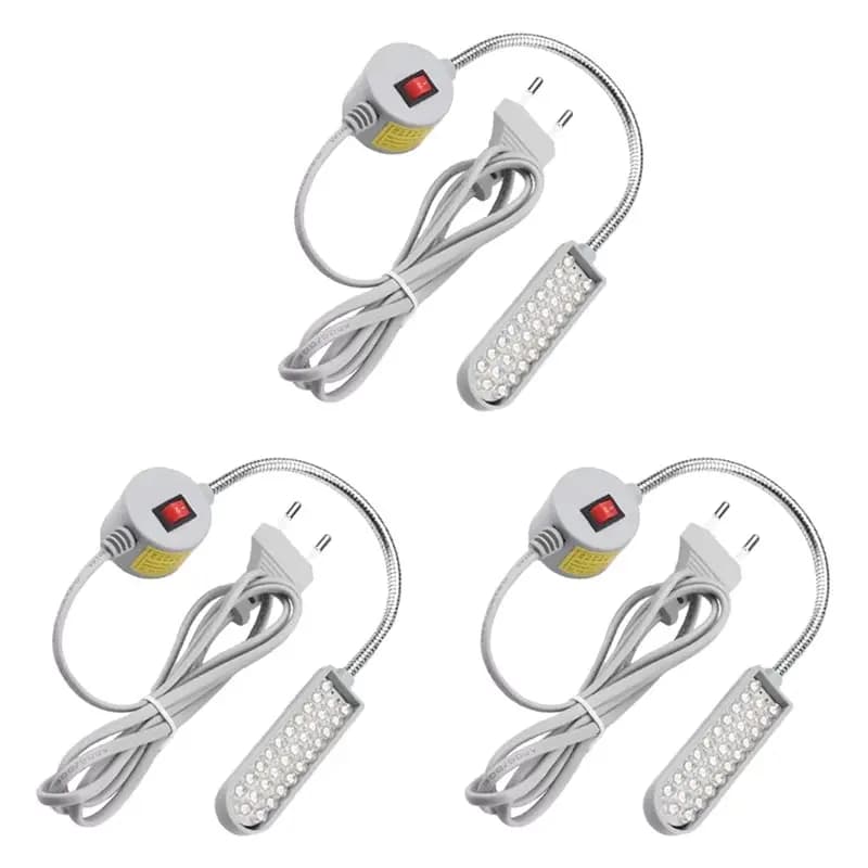 AB41-Flexible 360° Gooseneck Sewing Machine Lighting Lamp 3Pcs 30 LED Industrial Work Light Clothing Machine Parts EU Plug
