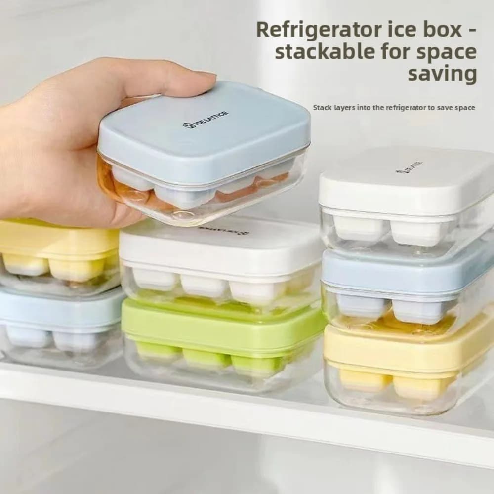 Stampo per Cubetti di Ghiaccio in Silicone per Alimenti con Coperchio, Mini Stampo Impilabile a Pressione, Facile da Rilasciare, per Frigorifero e Bar Domestico
