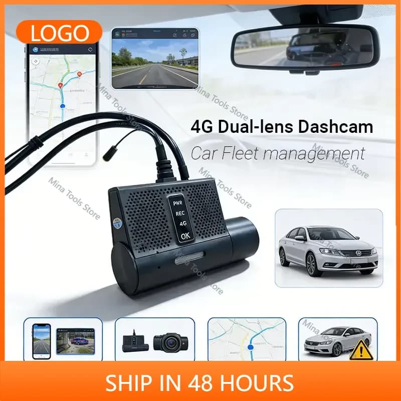 4G AI Dual Cams 1080P Dashcam DVR Recorder System with WIFI Parking Monitor for Commercial Vehicles