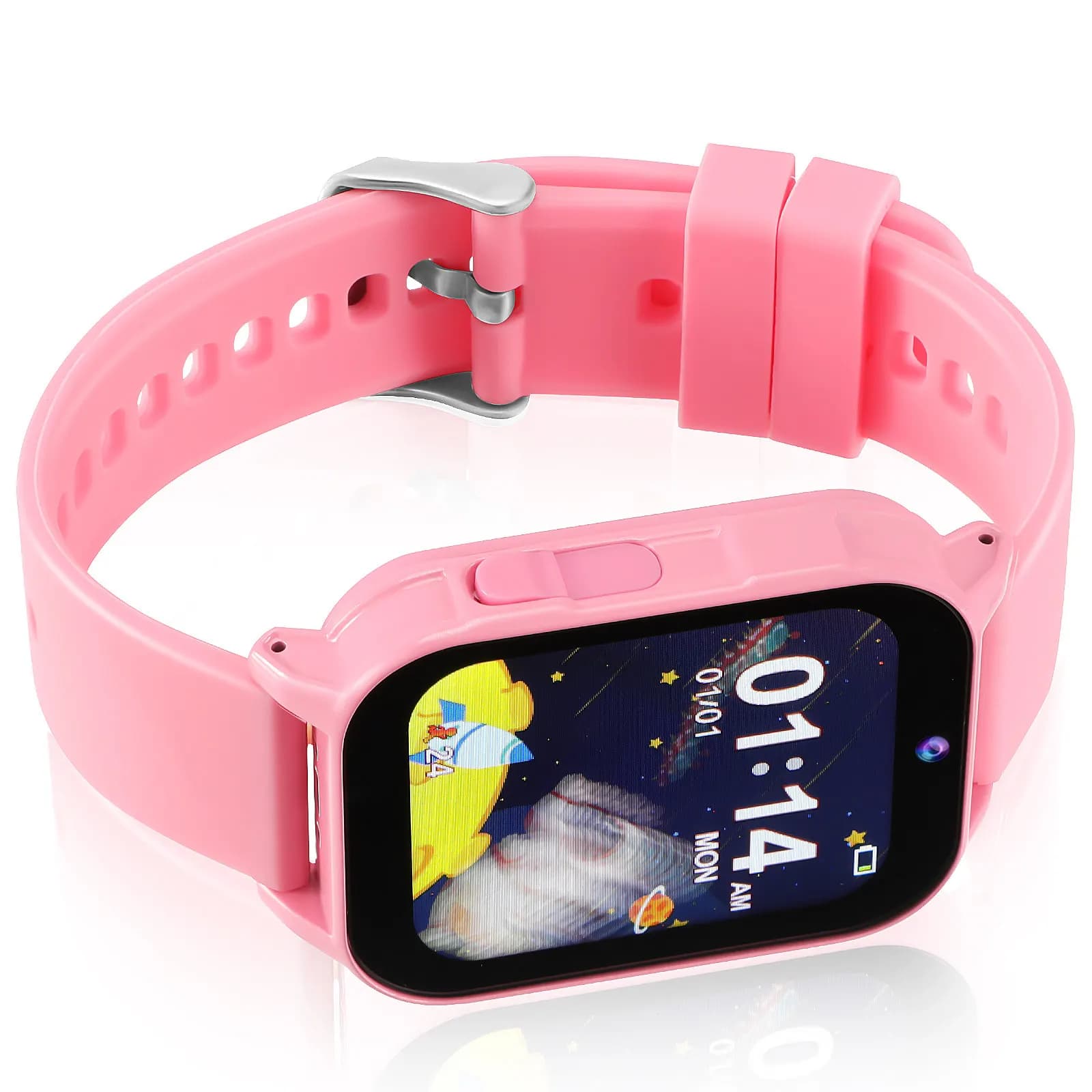 Pink Kids Smart Watch with Games Education Digital Watch for Boys Girls Sports Wristwatch Learning Stopwatch Alarm School Use
