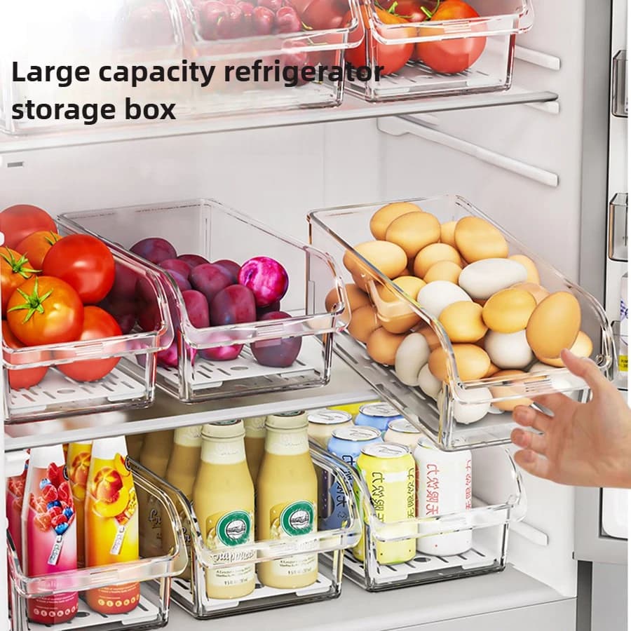 Organizzatori Trasparenti per Frigorifero, Contenitori per Frigo, Organizzatori e Contenitori per Conservazione di Frutta, Verdura, Alimenti, Bevande