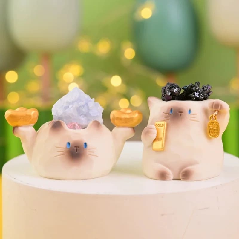 Gatto e gatto vendita caldo scatola cieca in cristallo di energia PAL cristallo genuino pietra originale fagiolo carino Ding ornamento da tavolo regalo per ragazza