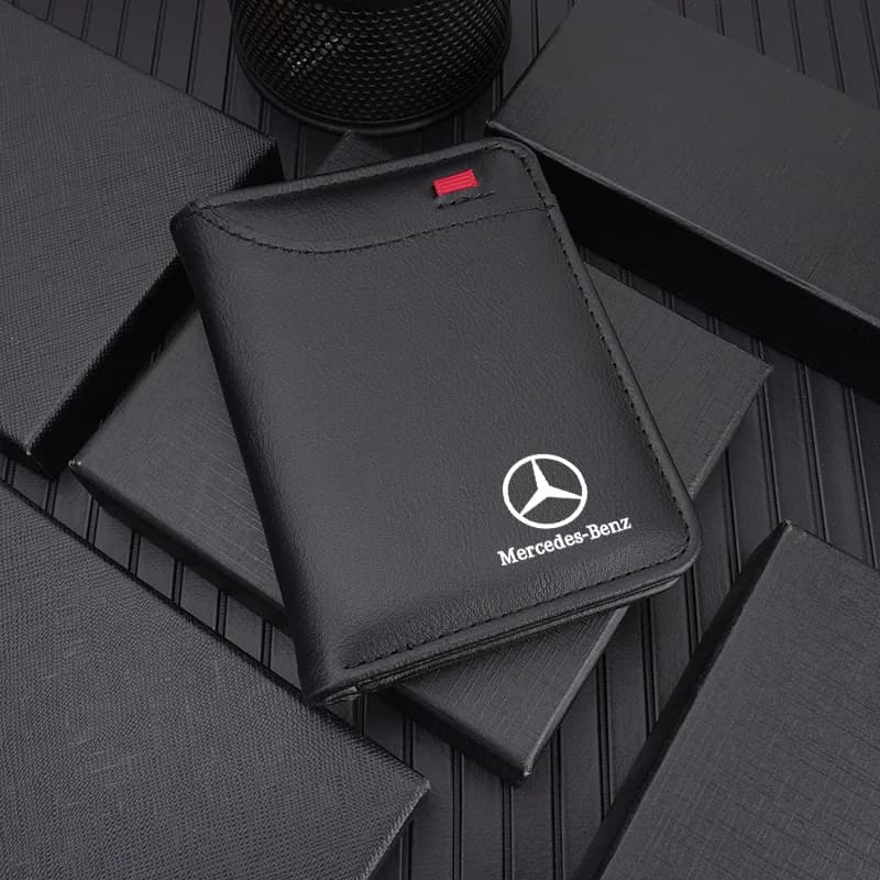 Car Emblem Soft Wallet Leather Mini Credit Card Purse Portable Small Wallet For Mercedes Benz Brabus Maybach W204 GLC CLA GLK