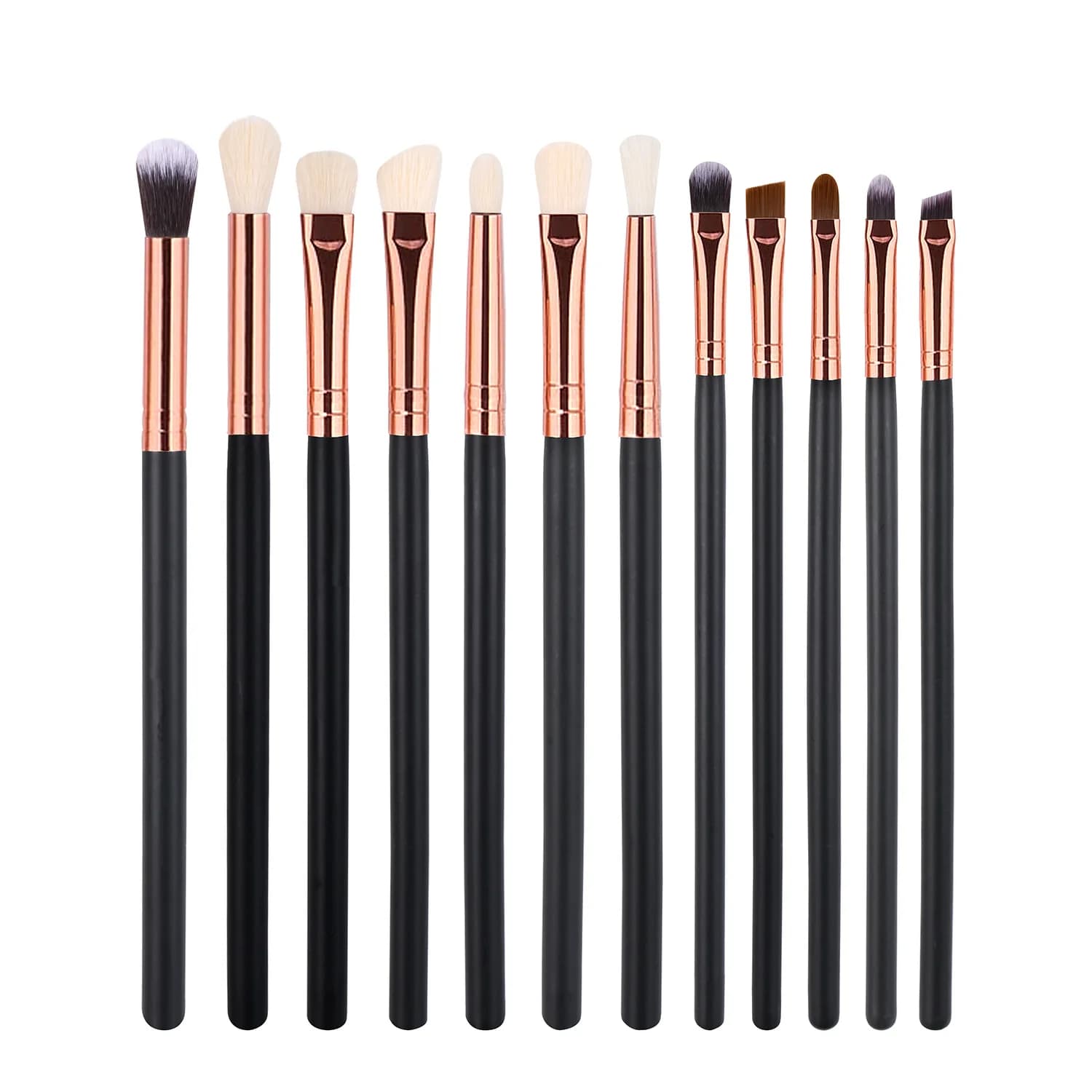 Pennelli per trucco ombretto Logo personalizzato manico nero pennello per trucco vegano 12 pz/set strumenti di bellezza per etichette Private gratuiti all'ingrosso 10set