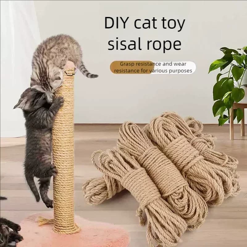 Corda in sisal di cotone fai-da-te per albero di gatto Tiragraffi Tiragraffi Giocattolo per gatti Struttura da arrampicata Corda di ricambio resistente ai graffi durevole