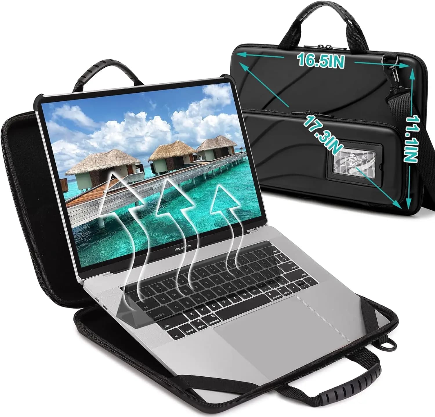 Custodia per laptop da 17,3 pollici con supporto, borsa protettiva rigida per la dissipazione del calore e un utilizzo pratico