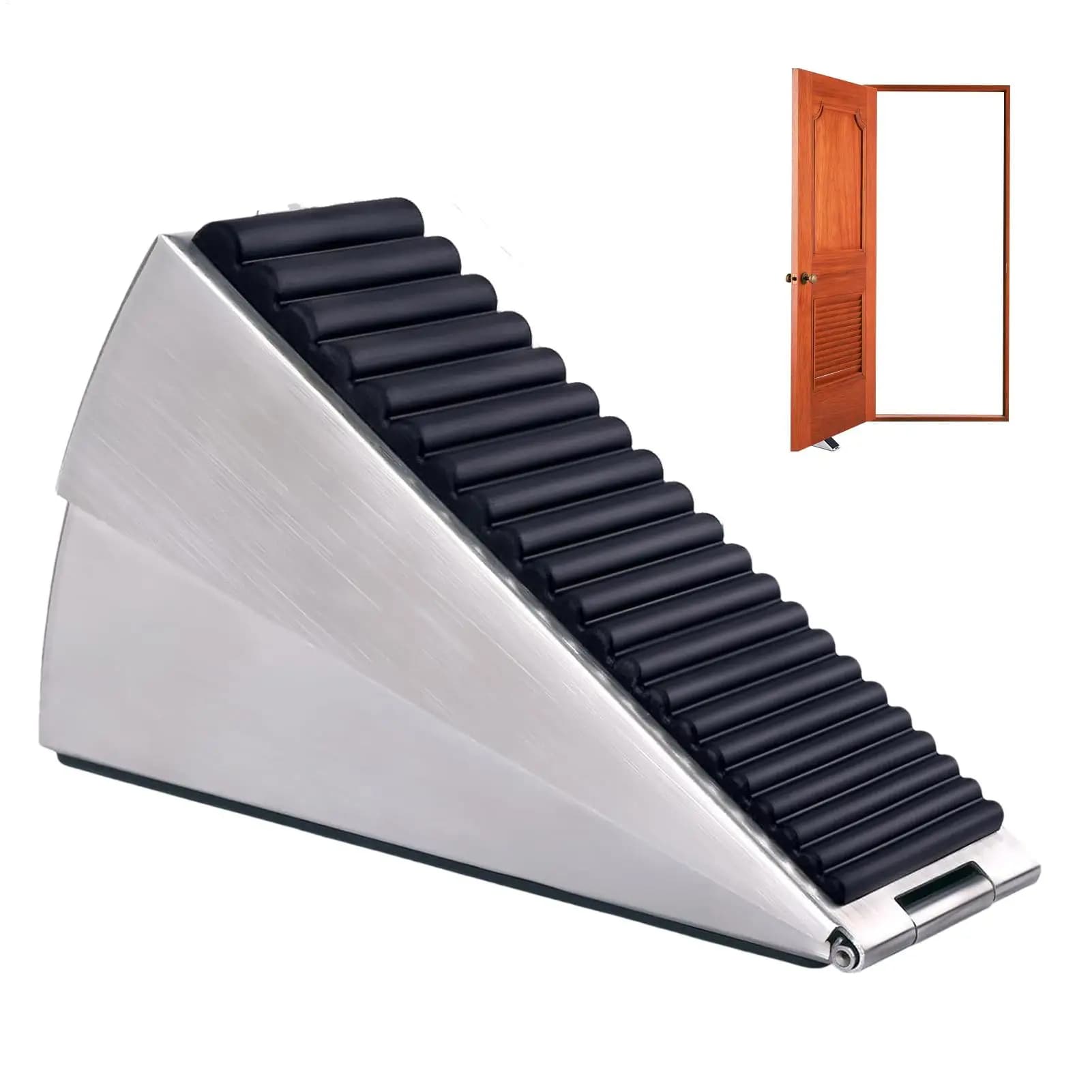 Heavy Duty Door Stopper Height Adjustable Spring Loaded Wedge Door Rear Retainer Non-Slip Door Stop For Home Office