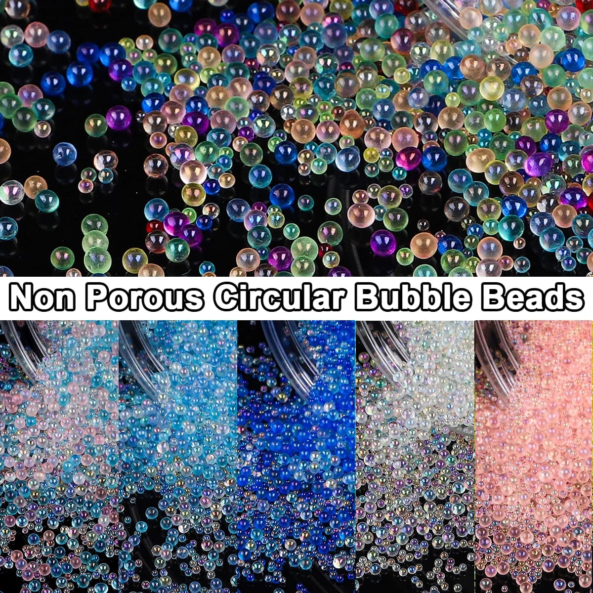 10-20g Mini Bubble Ball Perline Piccola perla di cristallo di vetro per stampo in silicone Resina UV Riempitore epossidico Riempimento in resina FAI DA TE Nail Art Decor