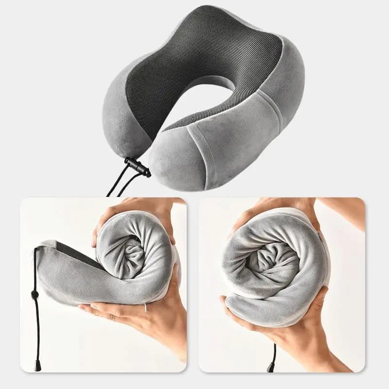 Cuscino da viaggio ergonomico a forma di U in memory foam, morbido cuscino di supporto cervicale per il relax e la cura della salute, per aereo e auto